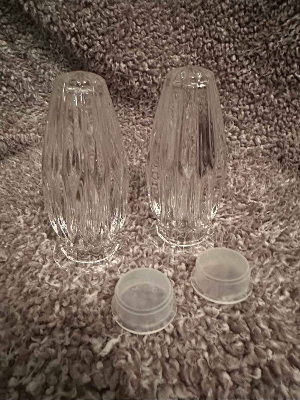 Mikasa Clear Ribbed Glass Salt & Pepper Set with Translucent Stoppers
